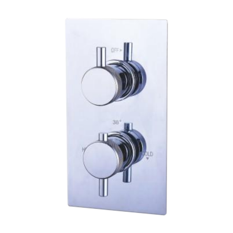 T47222 Twin Concealed Thermostatic Shower Valve ( Knurled Handle ) Thermostatic Shower Valve and Shower Kit